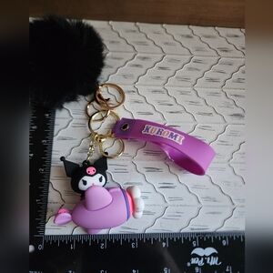 NWT Kawaii Sanrio Keychain Kuromi Keyring Wristlet strap